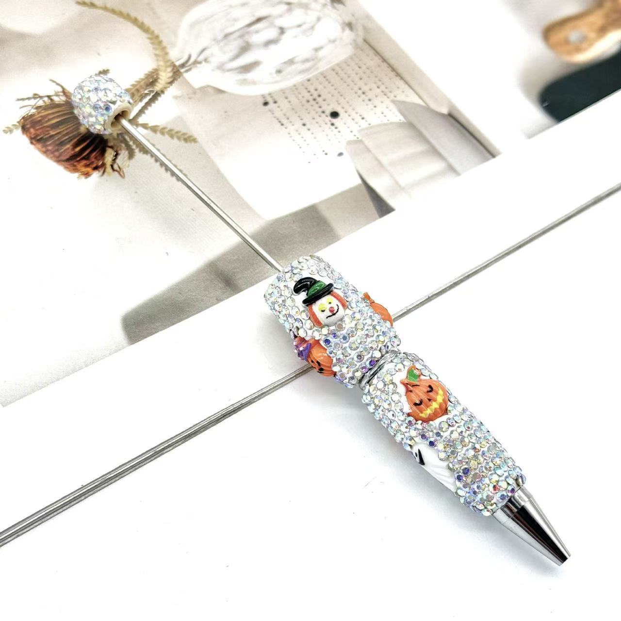 【D.P.C】10 Pcs Halloween Full-Diamond Beaded Pen DIY BEADS